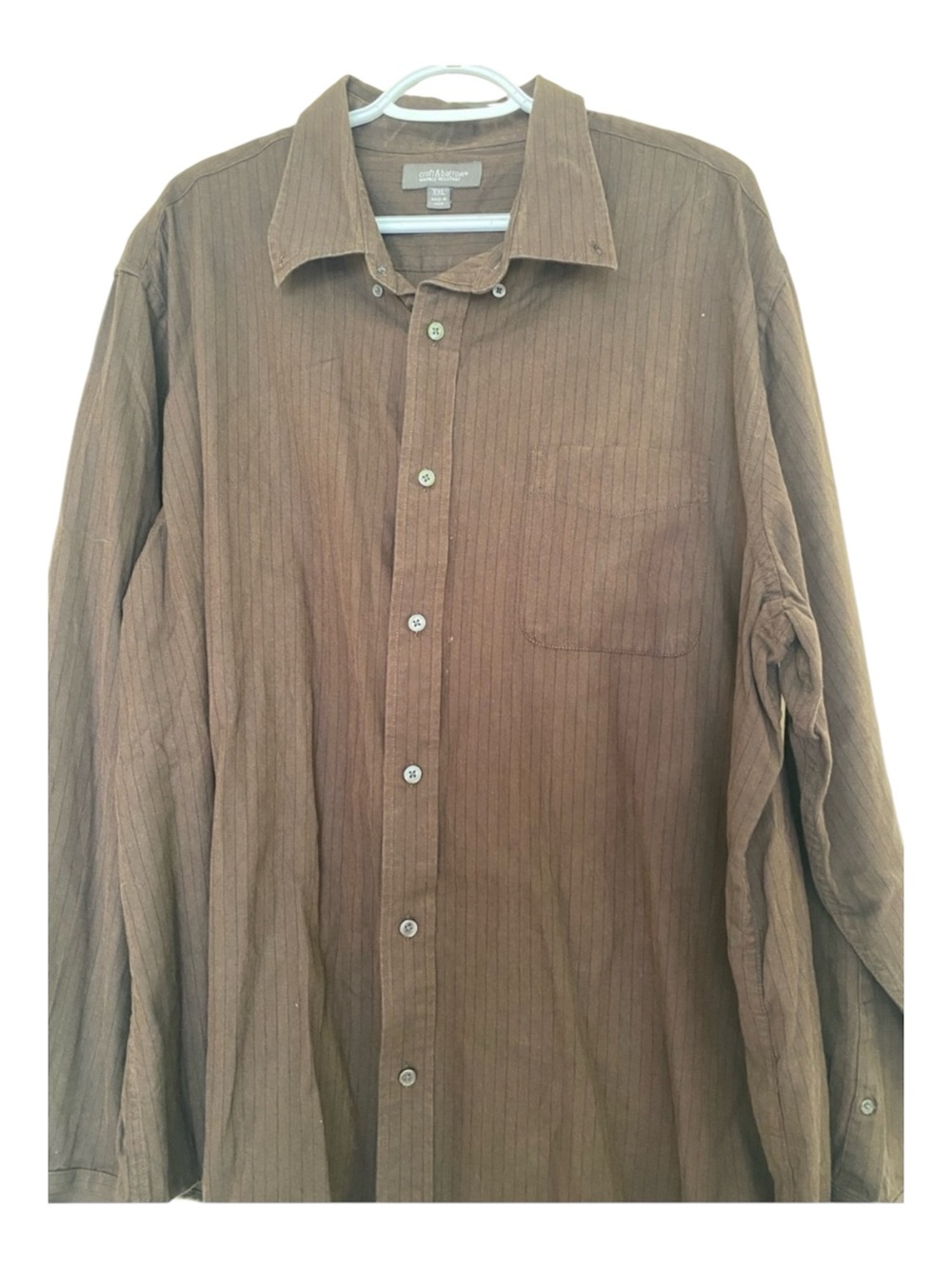 croft & barrow Brown Pinstripe Men's Button-Down Shirt size XXL